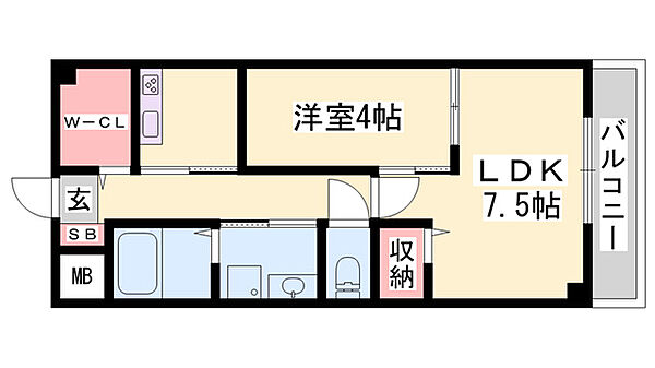 兵庫県姫路市飾磨区加茂(賃貸アパート1LDK・1階・40.50㎡)の写真 その2