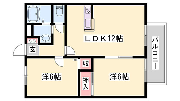 兵庫県たつの市新宮町井野原(賃貸アパート2LDK・2階・53.35㎡)の写真 その2