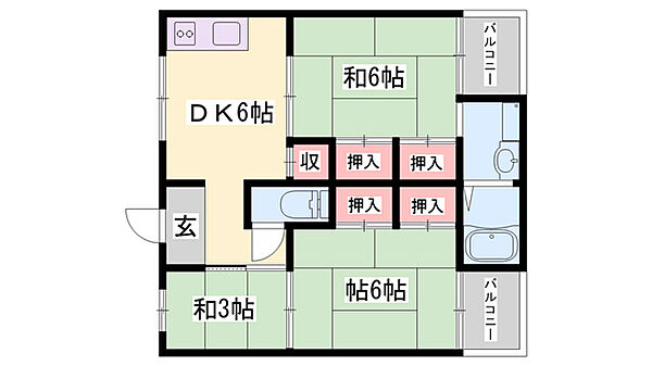 ビレッジハウス書写台 ｜兵庫県姫路市書写台2丁目(賃貸マンション3DK・1階・49.20㎡)の写真 その2
