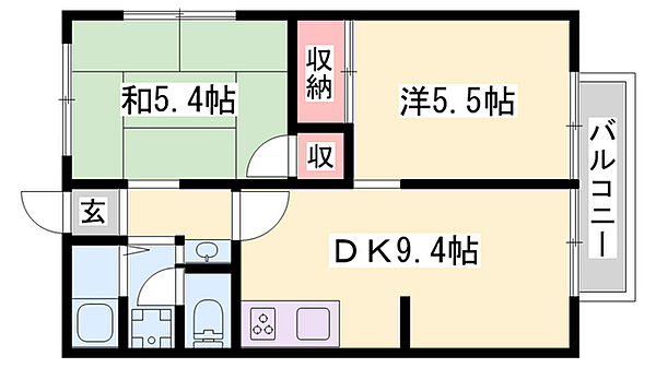 フレグランス新野辺 ｜兵庫県加古川市別府町新野辺(賃貸アパート2DK・2階・44.33㎡)の写真 その2