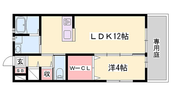 兵庫県姫路市北条梅原町(賃貸アパート1LDK・1階・41.40㎡)の写真 その2