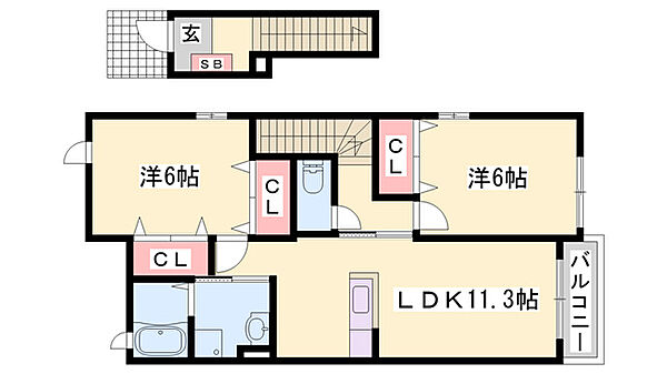 サンハイツIII ｜兵庫県小野市王子町(賃貸アパート2LDK・2階・58.48㎡)の写真 その2