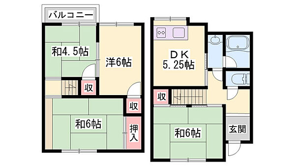 加古川ヤングハイツ ｜兵庫県加古川市加古川町美乃利(賃貸アパート4DK・1階・62.03㎡)の写真 その2