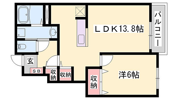 シャングリラＢ ｜兵庫県姫路市広畑区蒲田3丁目(賃貸アパート1LDK・1階・45.89㎡)の写真 その2