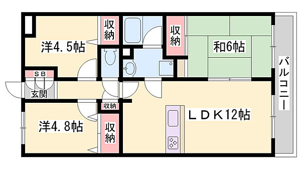 アルコ・ラ・カーサ姫路土山 ｜兵庫県姫路市土山6丁目(賃貸マンション3LDK・2階・63.00㎡)の写真 その2