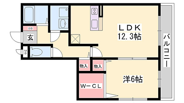 兵庫県姫路市飯田(賃貸アパート1LDK・3階・48.68㎡)の写真 その2