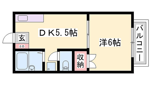 メゾン堀川　C棟 ｜兵庫県姫路市飾磨区阿成(賃貸アパート1DK・2階・26.93㎡)の写真 その2