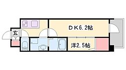 アルティザ姫路 1DKの間取図画像