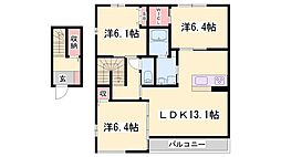 クレスティークB 3LDKの間取図画像