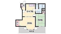 トゥー・ル・モンドSB棟 2DKの間取図画像