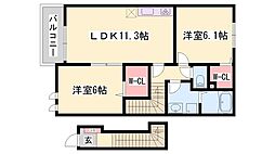 ブリアン・アヴニール 2LDKの間取図画像