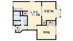 ピュール・ロジュマン 2LDKの間取図画像