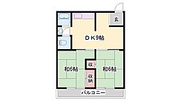 大塩コーポ 2DKの間取図画像