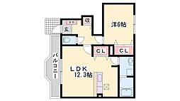 ベル・グラース 1LDKの間取図画像