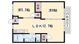 ビューハイツ横尾 2LDKの間取図画像