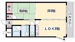 青山NKマンション 2DKの間取図画像