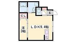 ボヌール妻鹿駅前 1LDKの間取図画像