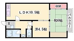 御立マンション 2LDKの間取図画像