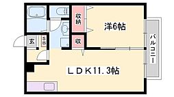 パルハイムA 1LDKの間取図画像