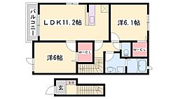 ペール・メゾンA 2LDKの間取図画像