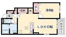 プランドール2 1LDKの間取図画像