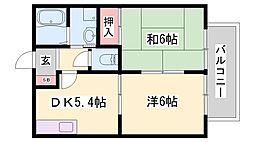 パセオ構 2DKの間取図画像