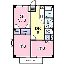 パークサイド谷八木 3DKの間取図画像