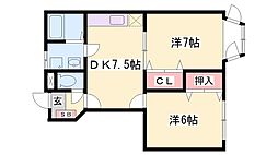 ヴァンヴェールA 2DKの間取図画像