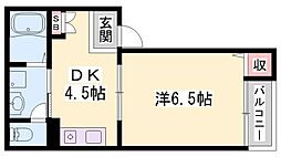 ビーフォレスト姫路WEST 1Kの間取図画像