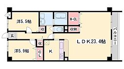キャッスルコート東辻井 2LDKの間取図画像