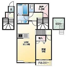 Belle Lead加古川 イチョウ並木 1LDKの間取図画像