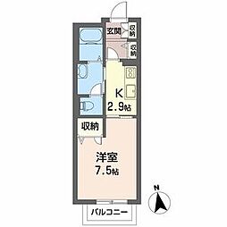 シャーメゾン北王子A棟 1Kの間取図画像