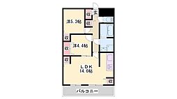 グランディール1 2LDKの間取図画像