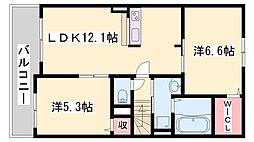 サングレイスA 2LDKの間取図画像