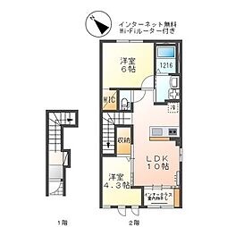 コントレイル 2LDKの間取図画像