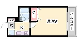 ジュネス城北新町2 1Kの間取図画像