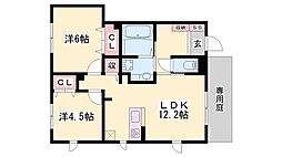ラルーチェ807B 2LDKの間取図画像