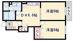 シエル・リビエール 2DKの間取図画像