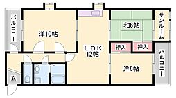 メゾンやすむろ2棟 3LDKの間取図画像