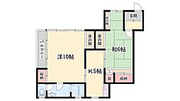冨士アパート 2Kの間取図画像