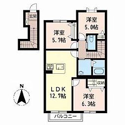 マストコート加古川南D棟 3LDKの間取図画像