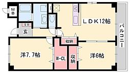ラ・フォーレ広畑 2LDKの間取図画像