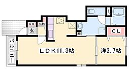 エスペランサ白国1 1LDKの間取図画像