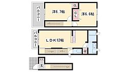 メゾン・ド・リジェールN棟 2LDKの間取図画像