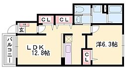ソレイユ白浜南 1LDKの間取図画像