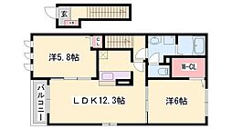 エスペランサ天神2 2LDKの間取図画像