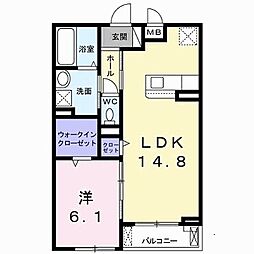 マカニカイ江井島 1LDKの間取図画像