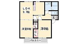 ソレーユ北条A棟 2LDKの間取図画像