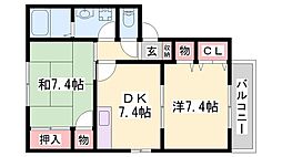 ディアス中筋B棟 2DKの間取図画像