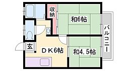 オリーブハイツ 2DKの間取図画像